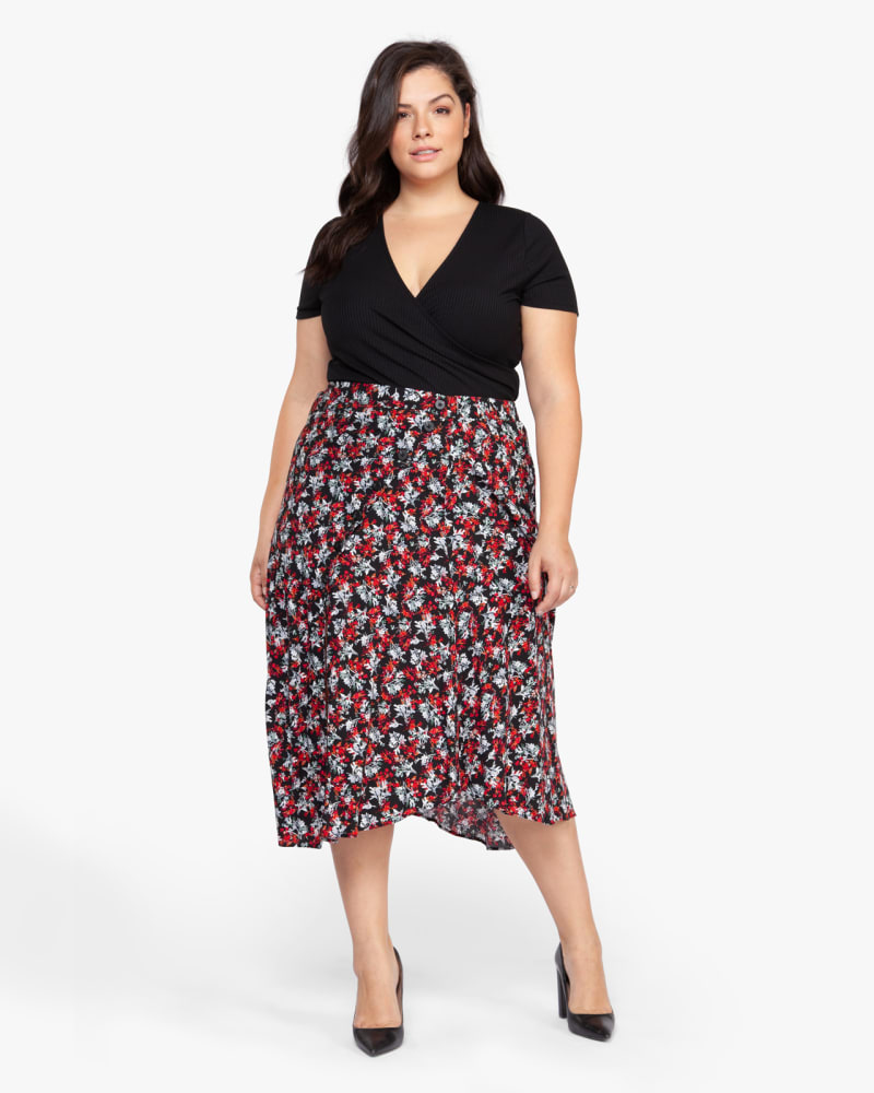 Plus size model wearing Tate Faux-Wrap Ribbed Top by Dex Plus | Dia&Co | dia_product_style_image_id:123047